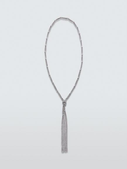 John Lewis Multi Chain Knot Y-Profile Necklace, Silver, Silver