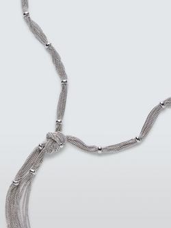 John Lewis Multi Chain Knot Y-Profile Necklace, Silver - view 2, Silver