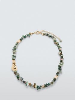 John Lewis Mixed Bead and Stone Necklace, Green Agate