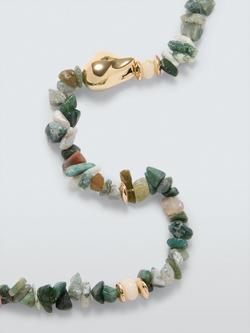 John Lewis Mixed Bead and Stone Necklace - view 2, Green Agate