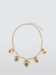 John Lewis Ridged Heart Multi Pendant Link Necklace, Gold