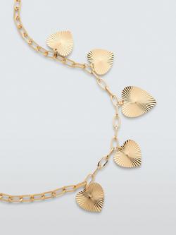 John Lewis Ridged Heart Multi Pendant Link Necklace, Gold - view 2, Gold