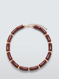 John Lewis Short Statement Resin Tube Necklace, Burgundy