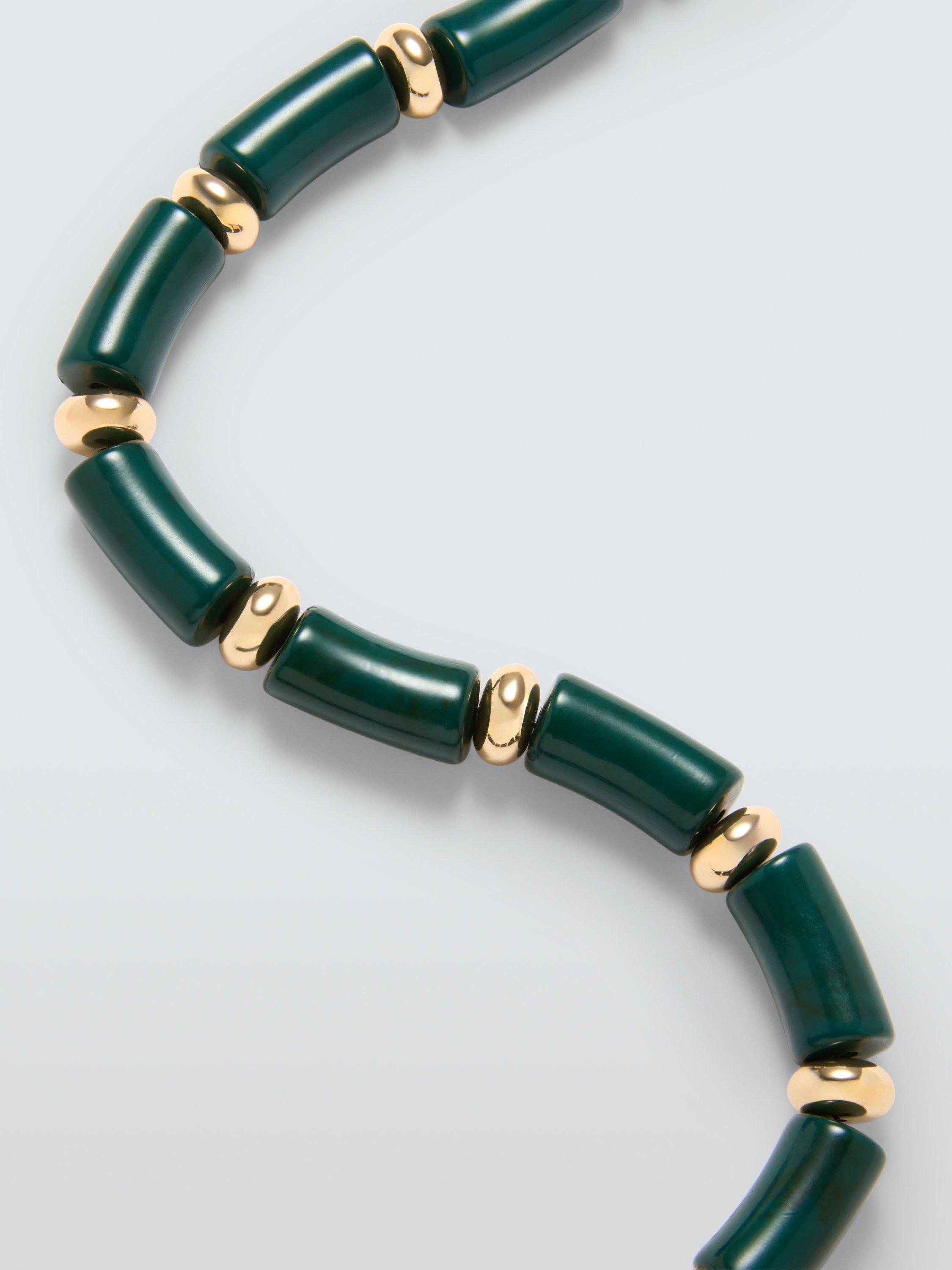 Product image 2 of 2, which shows John Lewis Short Statement Resin Tube Necklace, Green
