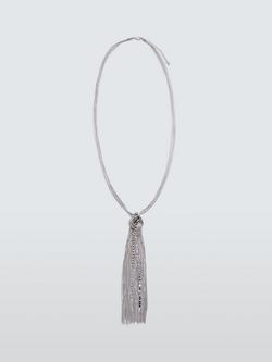 John Lewis Statement Multi Chain Knotted Tassel Drop Necklace, Silver, Silver