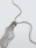 John Lewis Statement Multi Chain Knotted Tassel Drop Necklace, Silver