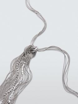 John Lewis Statement Multi Chain Knotted Tassel Drop Necklace, Silver - view 2, Silver