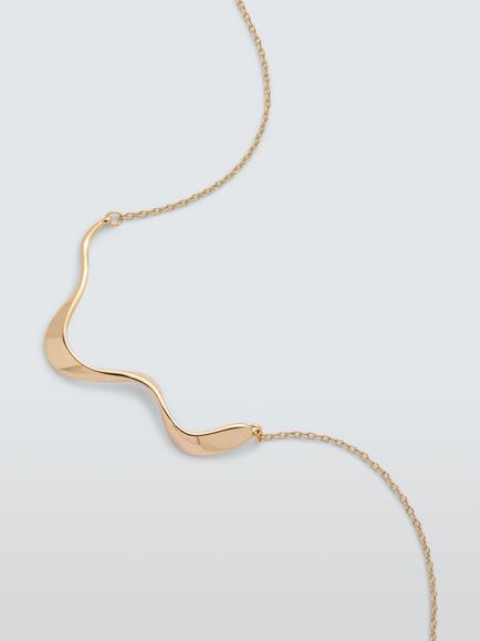 John Lewis Polished Delicate Wavy Bar Necklace - view 2, Gold