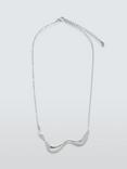 John Lewis Polished Delicate Wavy Bar Necklace, Silver