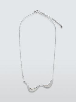 John Lewis Polished Delicate Wavy Bar Necklace, Silver
