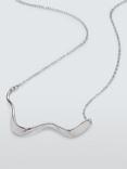 John Lewis Polished Delicate Wavy Bar Necklace, Silver
