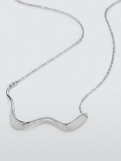 John Lewis Polished Delicate Wavy Bar Necklace - view 2, Silver
