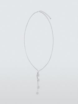 John Lewis Y-Profile Multirow Sphere Necklace, Silver, Silver