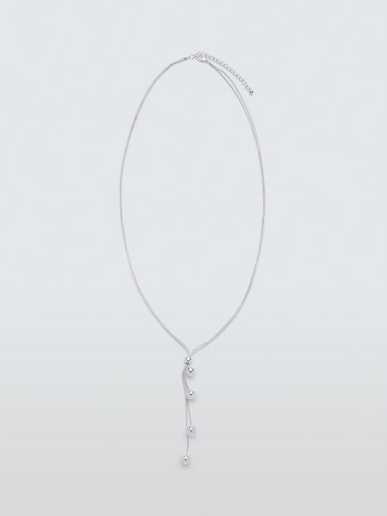 John Lewis Y-Profile Multirow Sphere Necklace, Silver, Silver