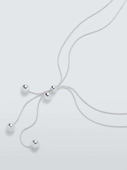 John Lewis Y-Profile Multirow Sphere Necklace, Silver - view 2, Silver