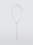 John Lewis Clear Crystal Baguette Y-Profile Necklace, Gold