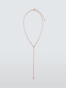 John Lewis Clear Crystal Baguette Y-Profile Necklace, Gold, Gold