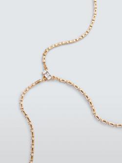 John Lewis Clear Crystal Baguette Y-Profile Necklace, Gold - view 2, Gold
