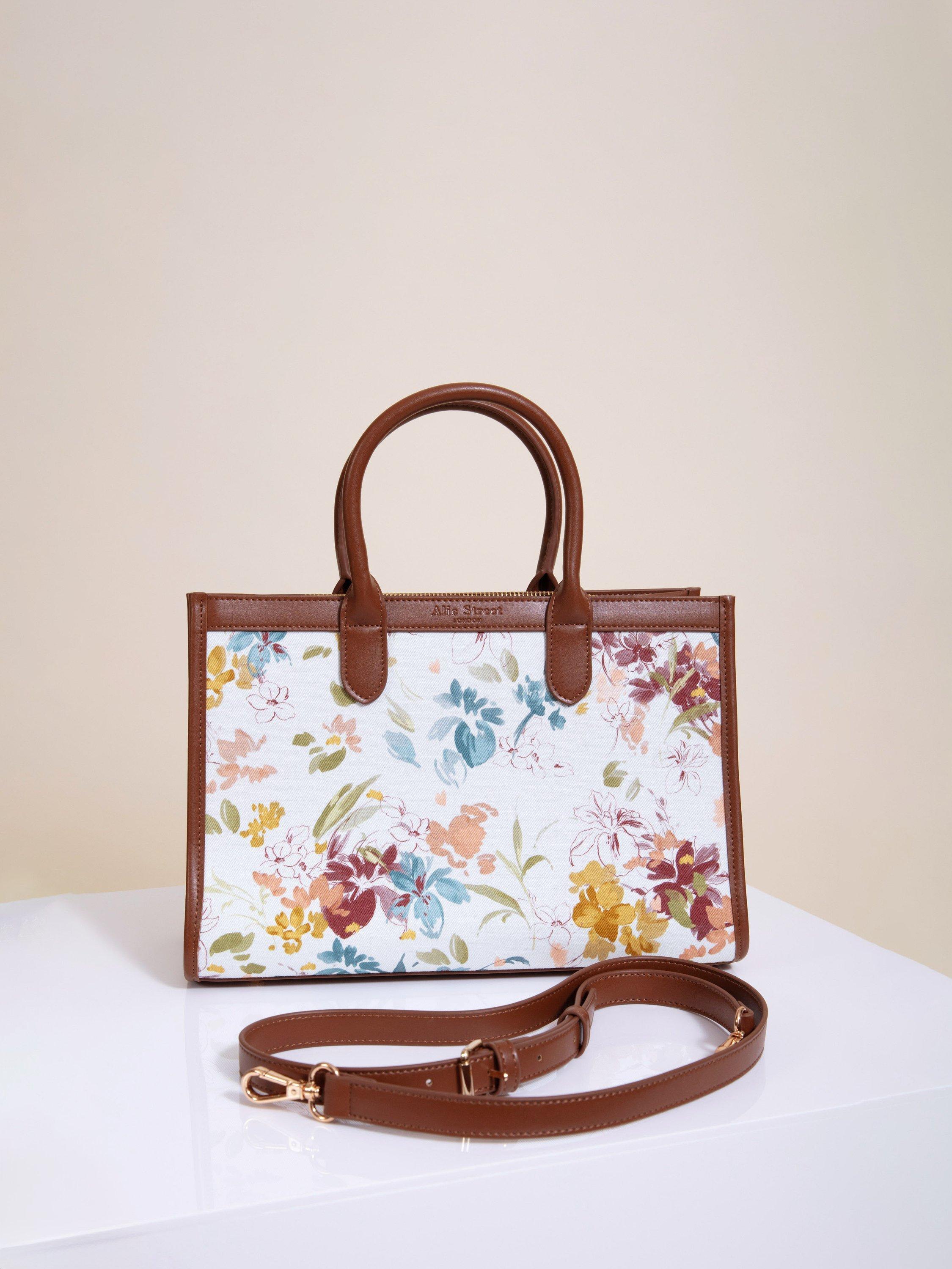 Product image 1 of 8, which shows Alie Street Ashbourne Vintage Floral Print Handbag, Multi