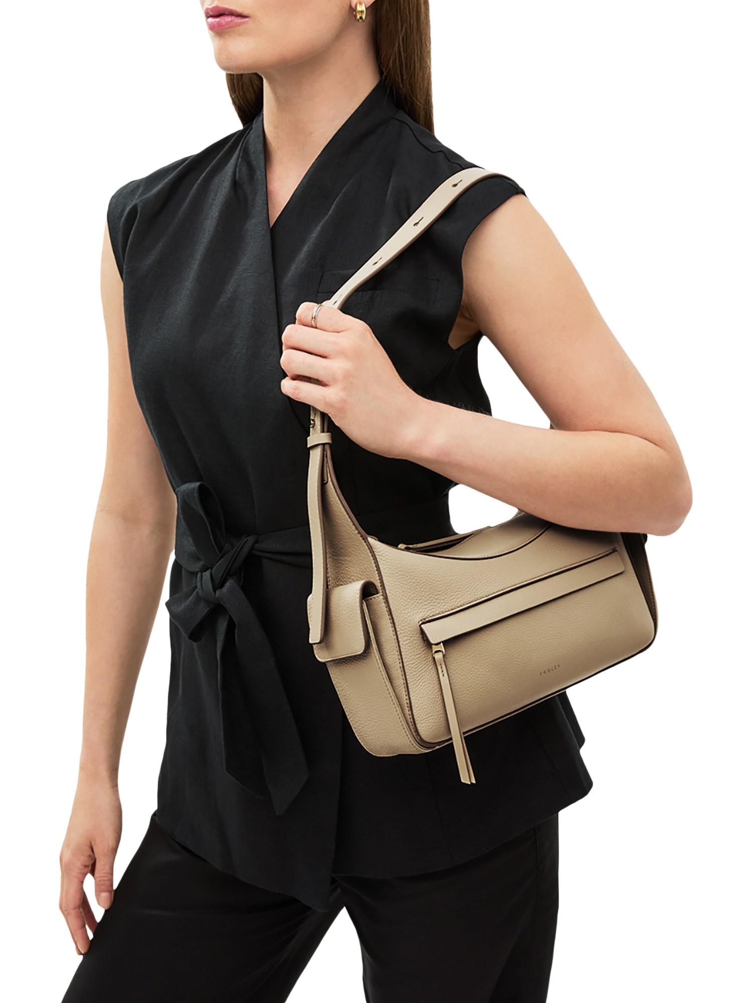Product image 5 of 5, which shows Radley The Fitzrovia Leather Shoulder Bag, Stone