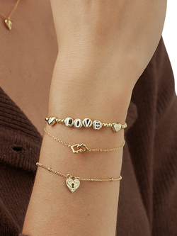 Estella Bartlett Double Link Flower Bracelet, Gold - view 2, Gold