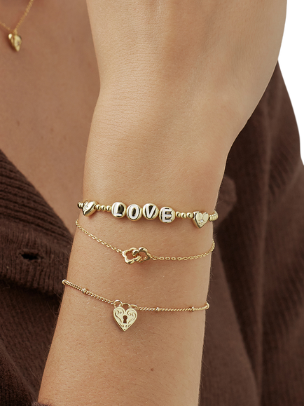 Estella Bartlett Double Link Flower Bracelet, Gold - view 2, Gold