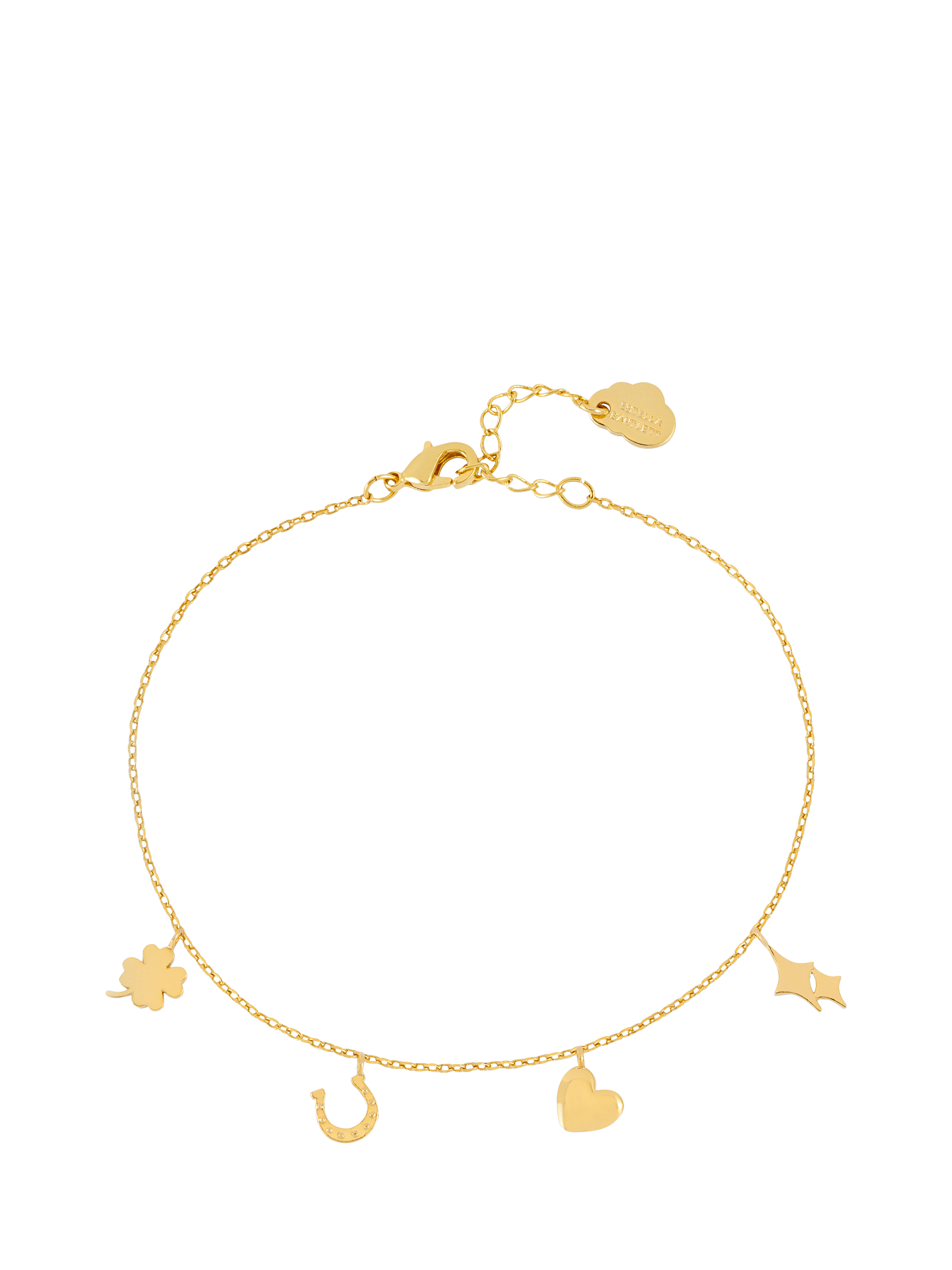 Product image 1 of 2, which shows Estella Bartlett Love and Lucky Charm Bracelet, Gold