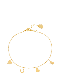 Estella Bartlett Love and Lucky Charm Bracelet, Gold, Gold
