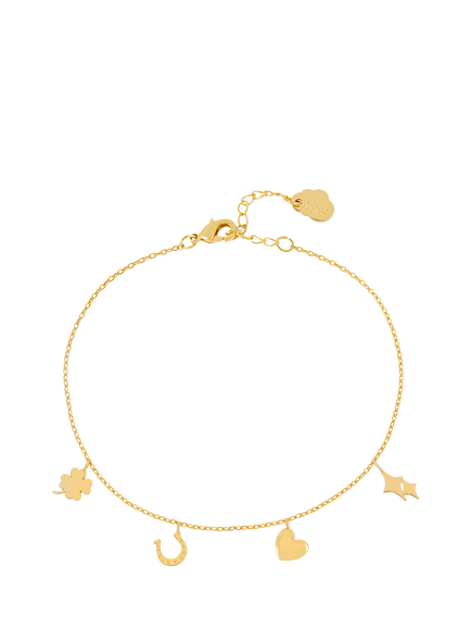 Estella Bartlett Love and Lucky Charm Bracelet, Gold, Gold