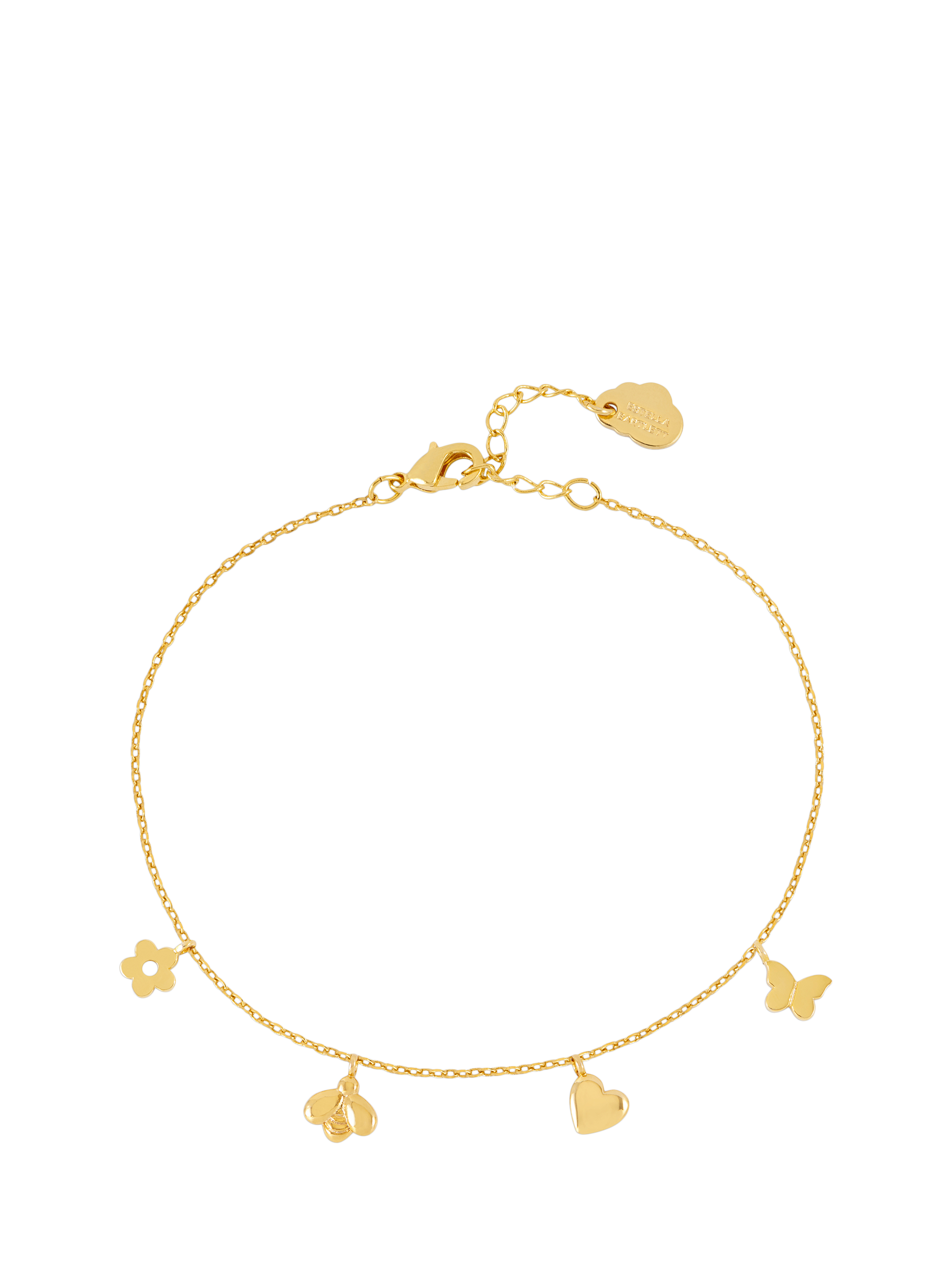 Product image 1 of 3, which shows Estella Bartlett Bee and Butterfly Charm Bracelet, Gold