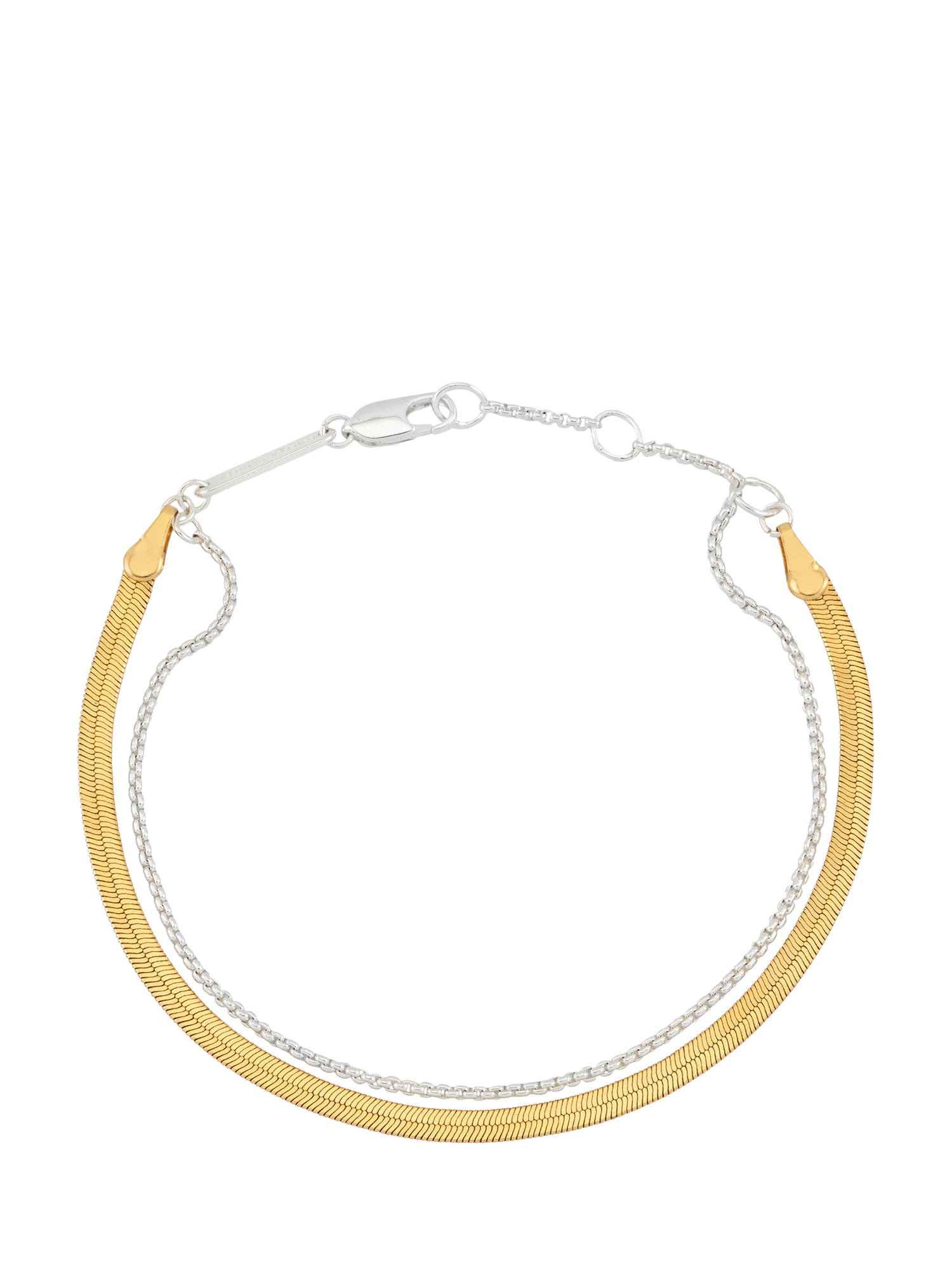 Product image 1 of 5, which shows Estella Bartlett Waterproof Multirow Herringbone Chain Bracelet, Silver/Gold