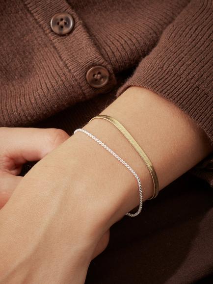 Estella Bartlett Waterproof Multirow Herringbone Chain Bracelet, Silver/Gold - view 2, Silver/Gold