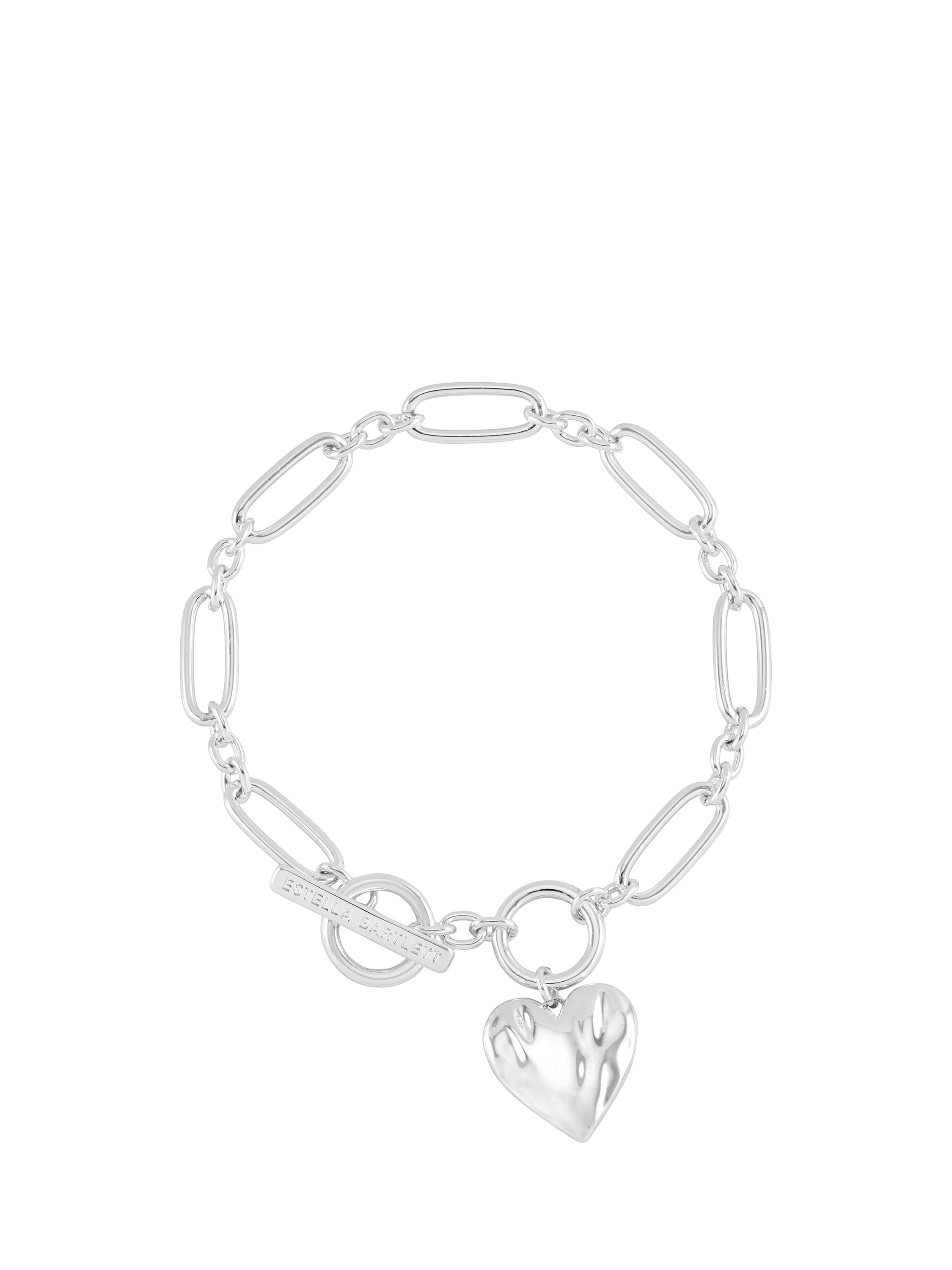 Product image 1 of 4, which shows Estella Bartlett Oversized Waterproof Molten Heart Bracelet, Silver