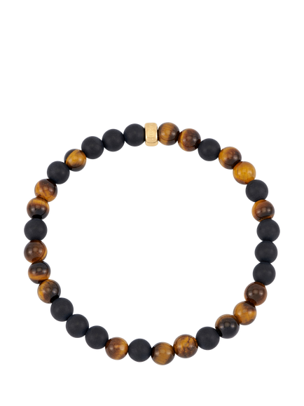 BARTLETT LONDON Onyx Tiger's Eye Beaded Stretch Bracelet, Brown