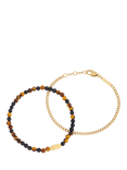 BARTLETT LONDON Onyx Tiger's Eye Stainless Steel Bracelet Set