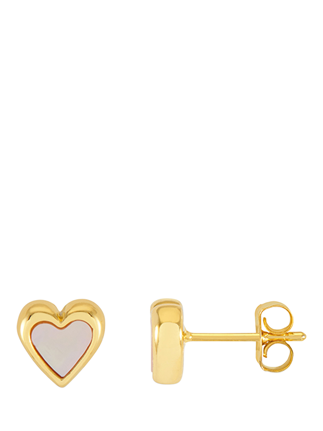 Product image 1 of 3, which shows Estella Bartlett Pearl Heart Stud Earrings, Gold