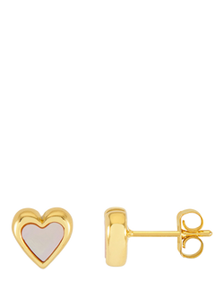 Estella Bartlett Pearl Heart Stud Earrings, Gold, Gold