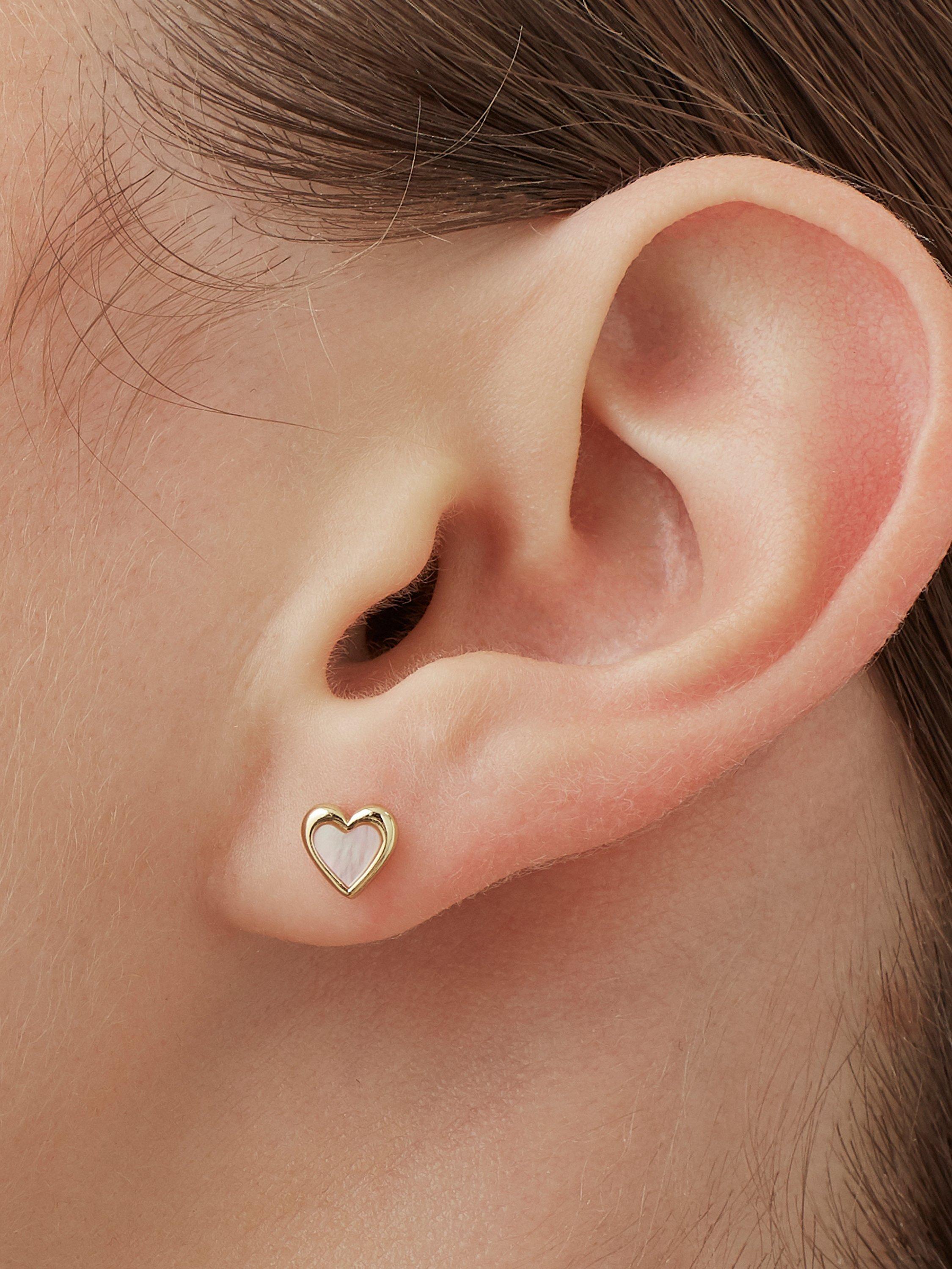 Product image 3 of 3, which shows Estella Bartlett Pearl Heart Stud Earrings, Gold