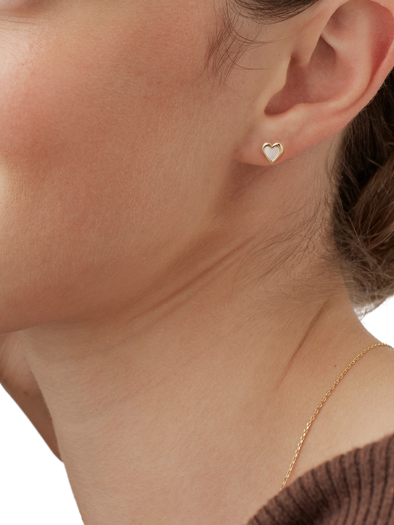 Product image 2 of 3, which shows Estella Bartlett Pearl Heart Stud Earrings, Gold