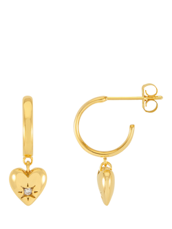 Estella Bartlett Star Puffed Heart Hoop Earrings, Gold, Gold
