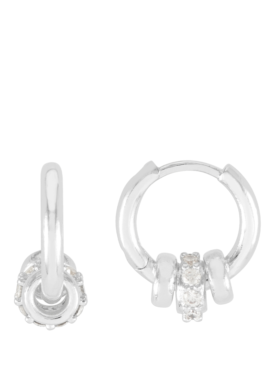 Product image 1 of 4, which shows Estella Bartlett Triple Disc Cubic Zirconia Hoop Earrings, Silver