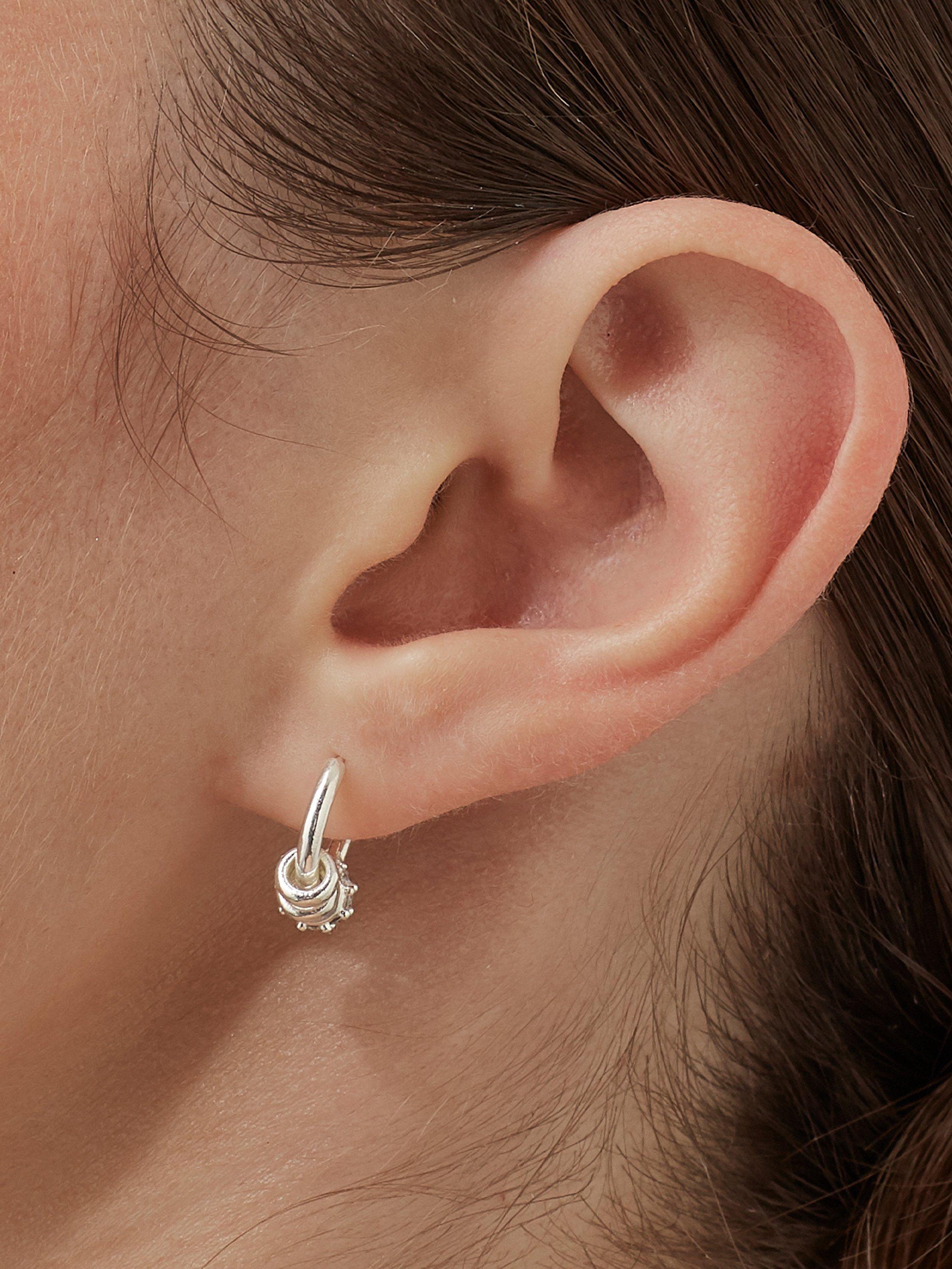Product image 4 of 4, which shows Estella Bartlett Triple Disc Cubic Zirconia Hoop Earrings, Silver