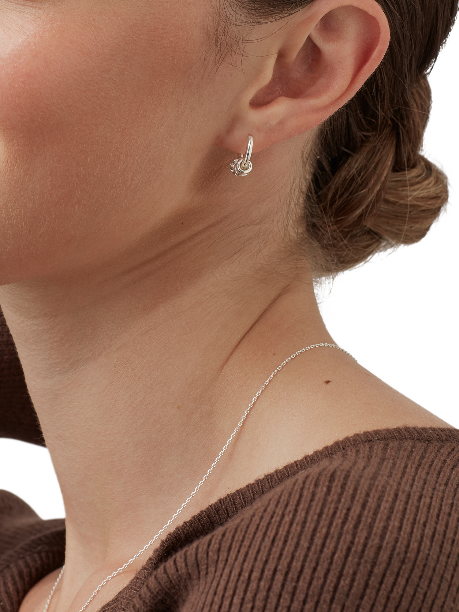 Product image 3 of 4, which shows Estella Bartlett Triple Disc Cubic Zirconia Hoop Earrings, Silver