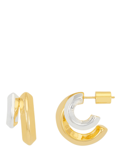 Estella Bartlett Double Mixed Metal Hoop Earrings, Gold/Silver, Gold/Silver