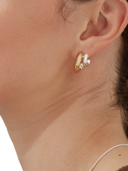 Estella Bartlett Double Mixed Metal Hoop Earrings, Gold/Silver - view 2, Gold/Silver