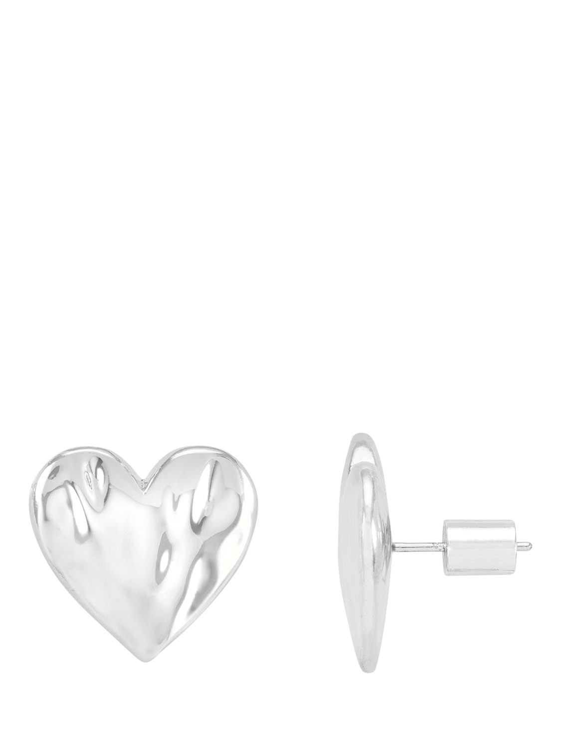 Product image 1 of 3, which shows Estella Bartlett Oversized Molten Heart Stud Earrings, Silver