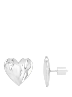 Estella Bartlett Oversized Molten Heart Stud Earrings, Silver