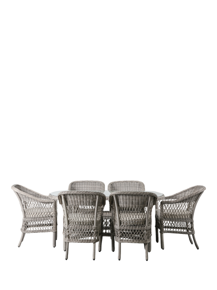 Gallery Direct Menton Woven Mesh 6-Seater Oval Garden Dining Table & Chairs Set, Grey, Grey