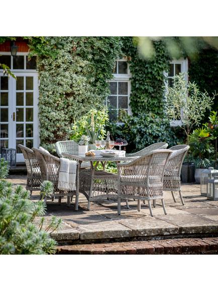 Gallery Direct Menton Woven Mesh 6-Seater Oval Garden Dining Table & Chairs Set, Grey - view 2, Grey
