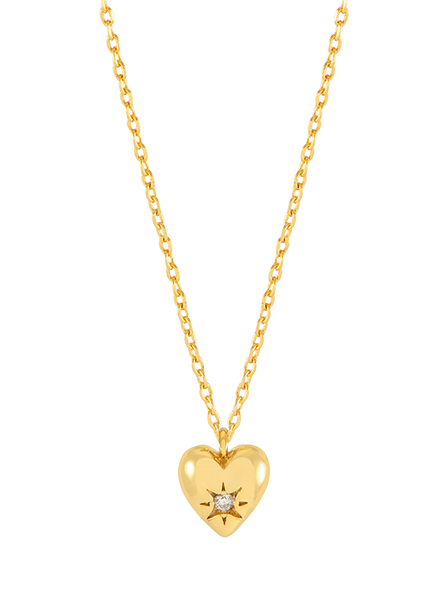 Product image 1 of 3, which shows Estella Bartlett Star Puffed Crystal Heart Necklace, Gold